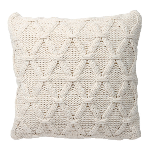 Gracie Oaks Lucey Geometrical Knit Cable Chunky Throw Pillow & Reviews